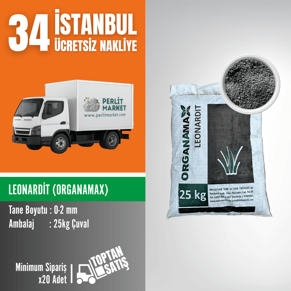 Organamax Leonardit 0–2 mm | 25 kg – İstanbul Nakliye Dahil